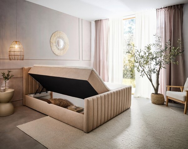 AMERICKÁ POSTEL, 160/200 cm, béžová Boxxx - Postele s úložným prostorem, Online Only