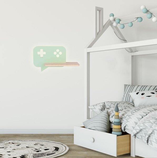 Dětské nástěnné LED svítidlo do zásuvky CONSOLE - 5W, 4000K (denní bílá), mátové / hnědé