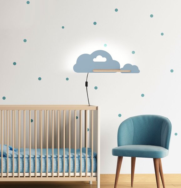Dětské nástěnné LED světlo do zásuvky CLOUD - 5W, 4000K (denní bílá), modré