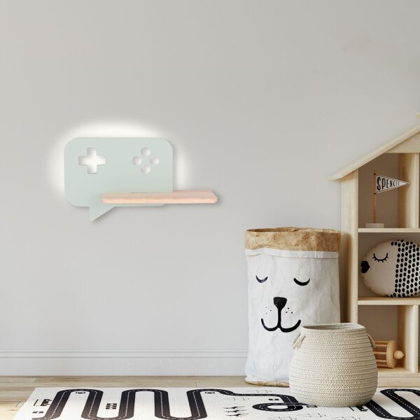 Dětské nástěnné LED svítidlo do zásuvky CONSOLE - 5W, 4000K (denní bílá), mátové / hnědé