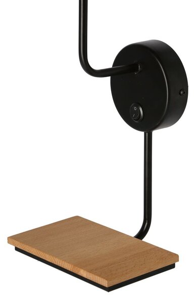 Nástěnná lampa s poličkou KETO - 1xE14, 40W, černá