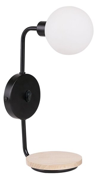 Nástěnná lampa s poličkou PONIO - 1xG9, 25W, černá / bílá