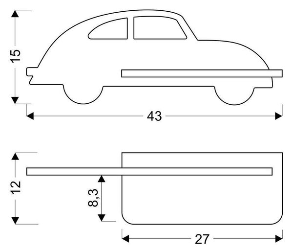 Nástěnné LED dětské světlo do zásuvky CAR 2 - 5W, 4000K (denní bílá), černé