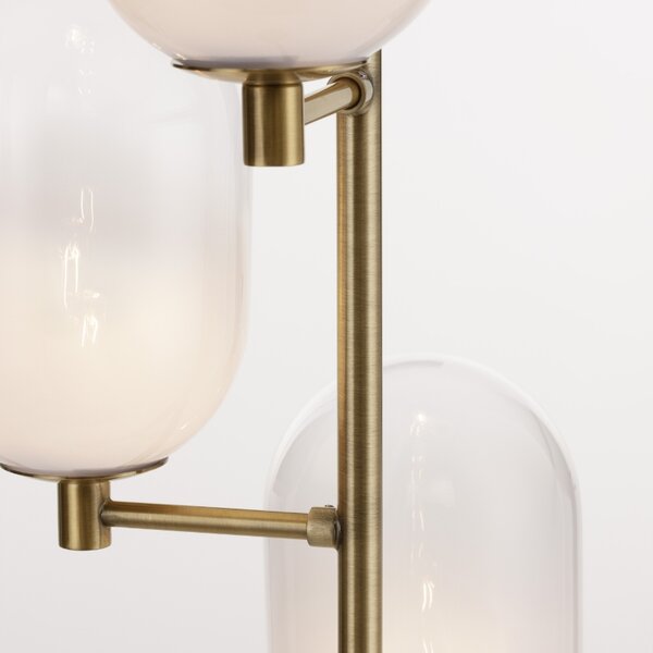 Bílo-zlatá skleněná stojací lampa Nova Luce Balor 165 cm