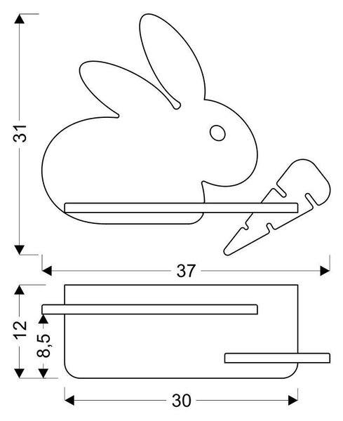 Dětské LED nástěnné světlo do zásuvky RABBIT - 4W, 4000K (denní bílá), šedé / bílé