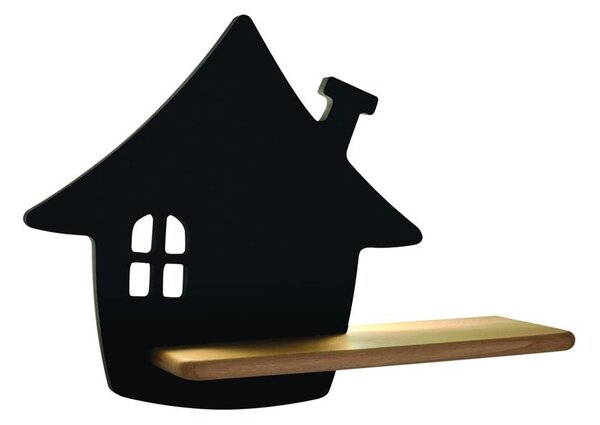 Dětská LED lampička na zeď s poličkou HOUSE - 4W, 4000K (denní bílá), černá