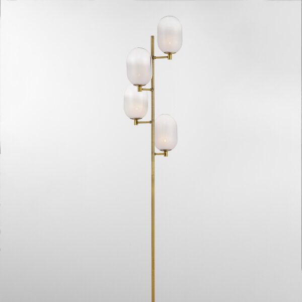 Bílo-zlatá skleněná stojací lampa Nova Luce Balor 165 cm