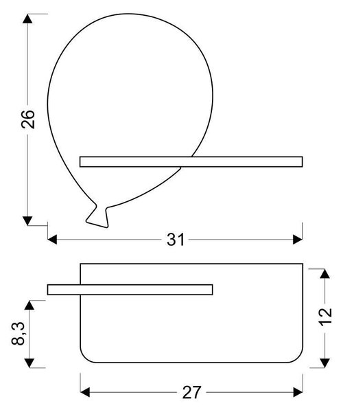 Dětské LED nástěnné svítidlo s poličkou BALLOON - 4W, 4000K (denní bílá), žluté