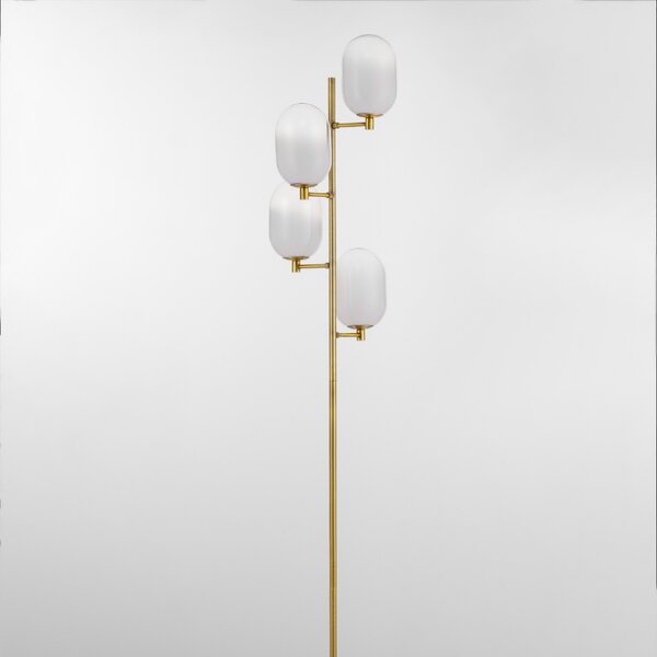 Bílo-zlatá skleněná stojací lampa Nova Luce Balor 165 cm