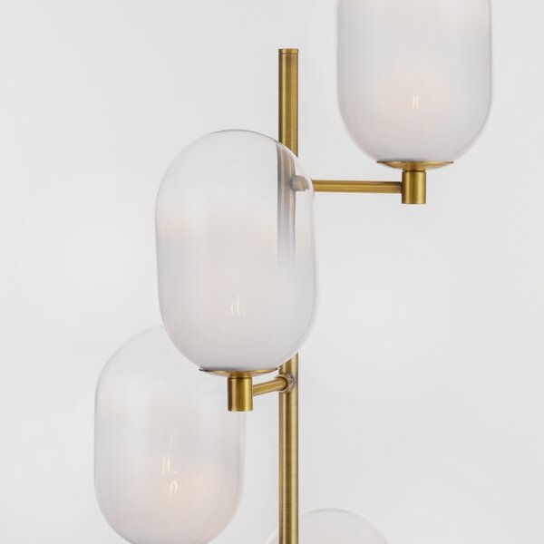 Bílo-zlatá skleněná stojací lampa Nova Luce Balor 165 cm