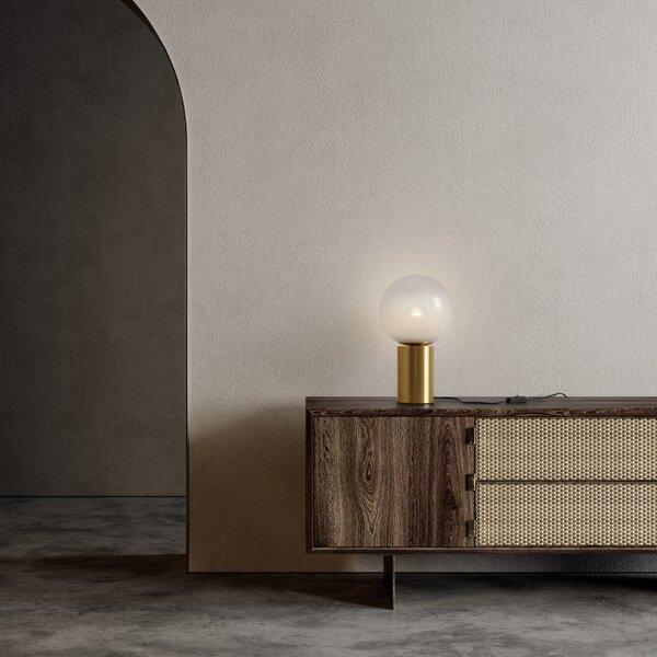 Bílo-zlatá skleněná stolní lampa Nova Luce Vita