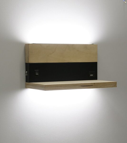 Nástěnné LED svítidlo s USB portem ANET - 2x4W, 4000K (denní bílá), hnědé / černé