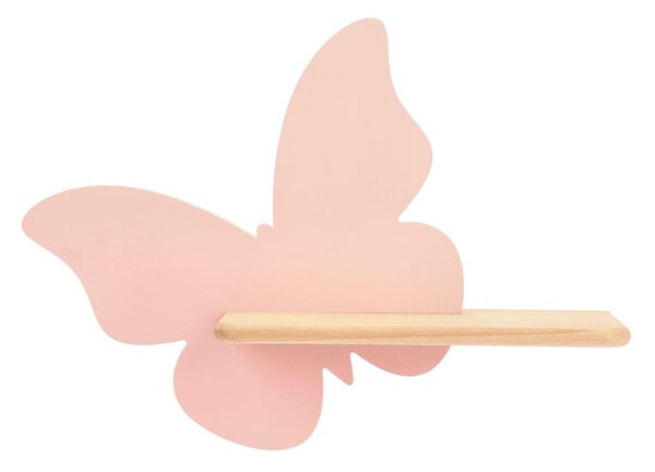 Dětská LED lampička na zeď s poličkou BUTTERFLY - 5W, 4000K (denní bílá), růžová