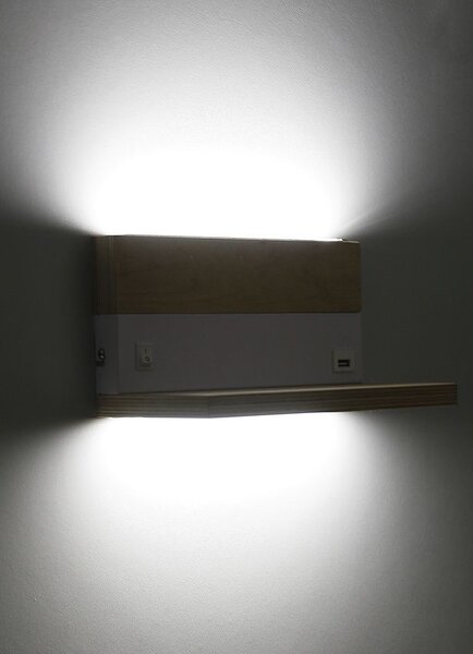 Nástěnné LED svítidlo s USB portem ANET - 2x4W, 4000K (denní bílá), hnědé / bílé