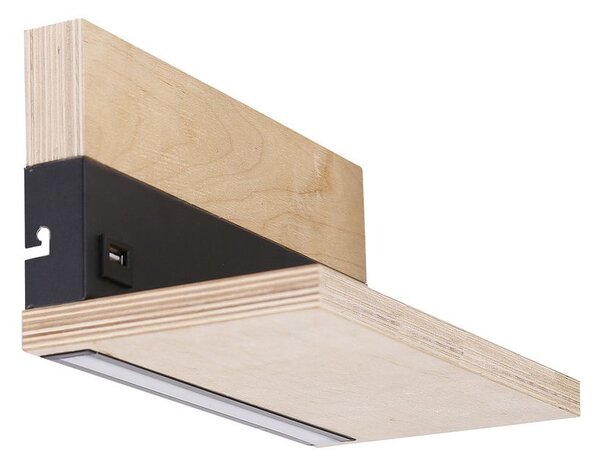 Nástěnné LED svítidlo s USB portem ANET - 2x4W, 4000K (denní bílá), hnědé / černé