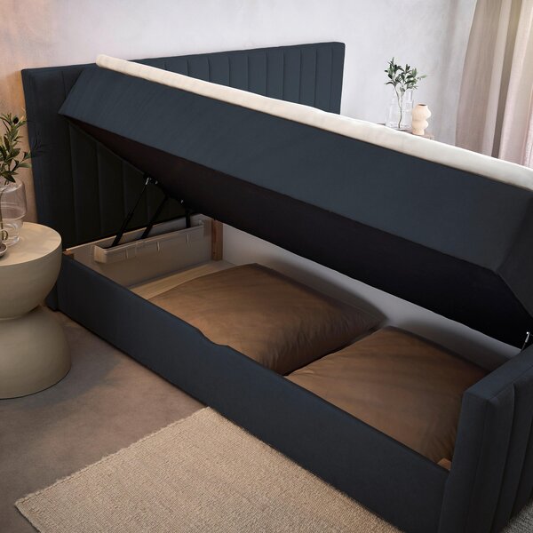 AMERICKÁ POSTEL, 180/200 cm, antracitová Boxxx - Postele s úložným prostorem, Online Only