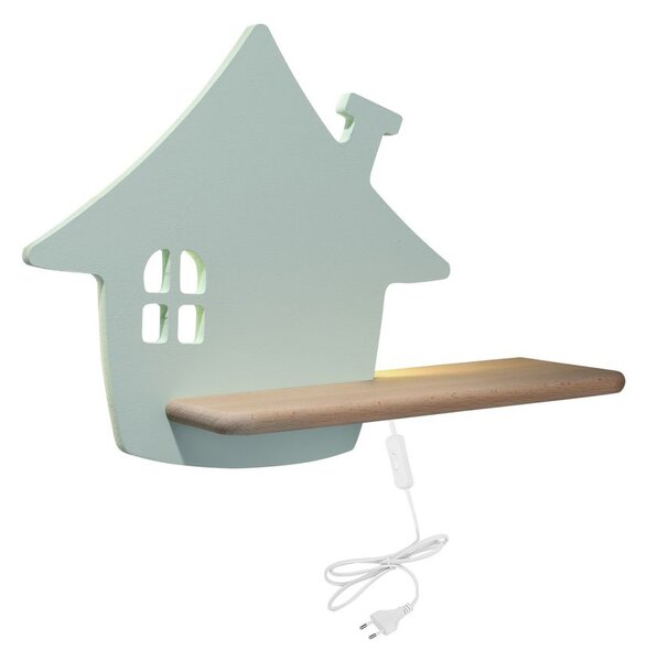 Dětská LED lampička na zeď do zásuvky HOUSE - 4W, 4000K (denní bílá), mátová