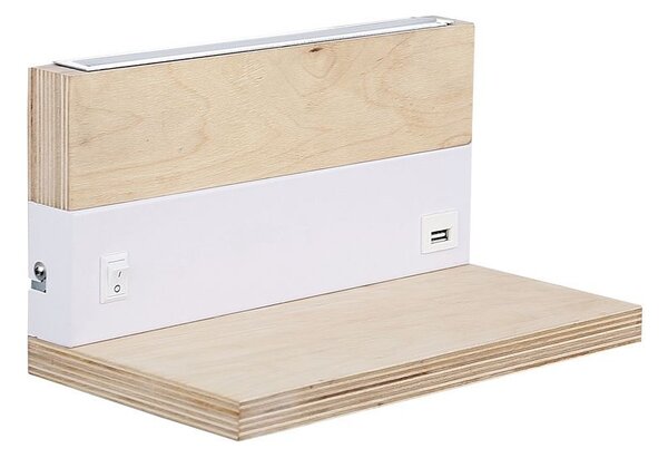 Nástěnné LED svítidlo s USB portem ANET - 2x4W, 4000K (denní bílá), hnědé / bílé