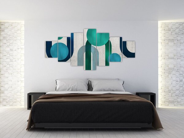 Obraz - Čáry a kruhové tvary (210x100 cm)