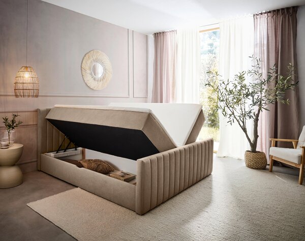 AMERICKÁ POSTEL, 140/200 cm, šedohnědá Boxxx - Postele s úložným prostorem, Online Only