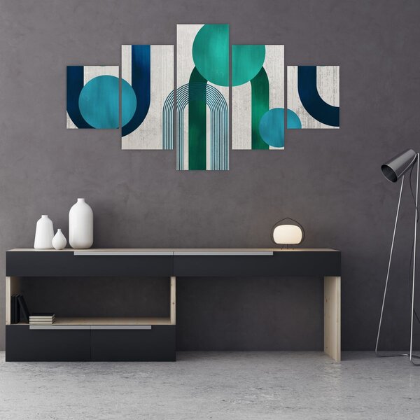 Obraz - Čáry a kruhové tvary (125x70 cm)
