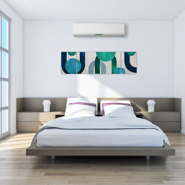 Obraz - Čáry a kruhové tvary (170x50 cm)