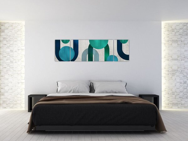 Obraz - Čáry a kruhové tvary (170x50 cm)