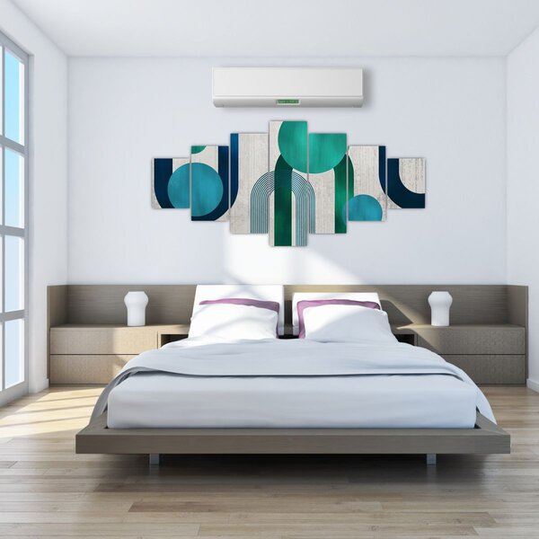 Obraz - Čáry a kruhové tvary (210x100 cm)