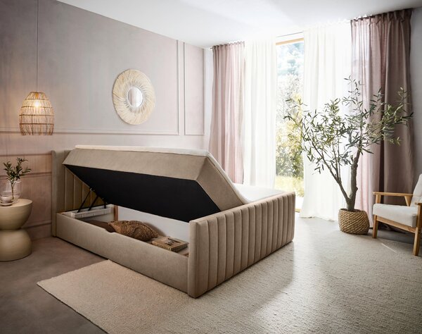 AMERICKÁ POSTEL, 140/200 cm, šedohnědá Boxxx - Postele s úložným prostorem, Online Only