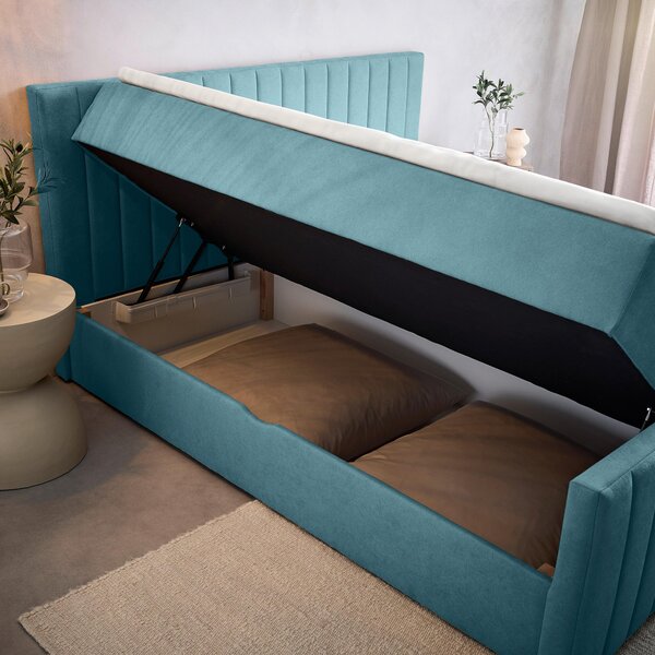 AMERICKÁ POSTEL, 140/200 cm, světle modrá Boxxx - Postele s úložným prostorem, Online Only