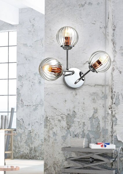 Moderní nástěnné osvětlení BEST - 3xE14, 40W, chromované / měděné
