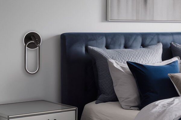 LED nástěnná lampa k posteli MONET - 13W, 3000-6000K (teplá-studená bílá), černá