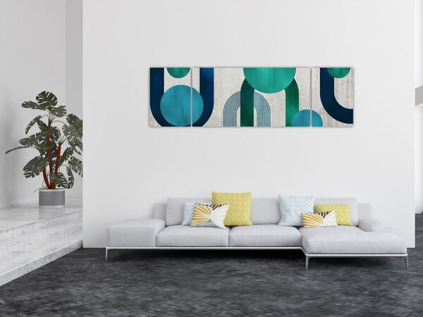 Obraz - Čáry a kruhové tvary (170x50 cm)