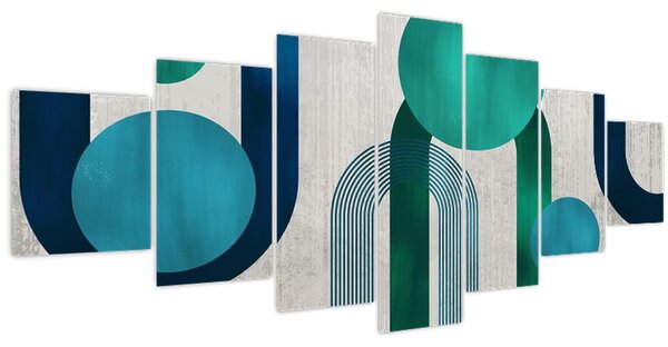 Obraz - Čáry a kruhové tvary (210x100 cm)