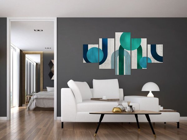 Obraz - Čáry a kruhové tvary (125x70 cm)