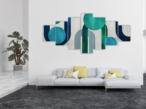 Obraz - Čáry a kruhové tvary (210x100 cm)
