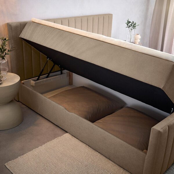AMERICKÁ POSTEL, 140/200 cm, šedohnědá Boxxx - Postele s úložným prostorem, Online Only