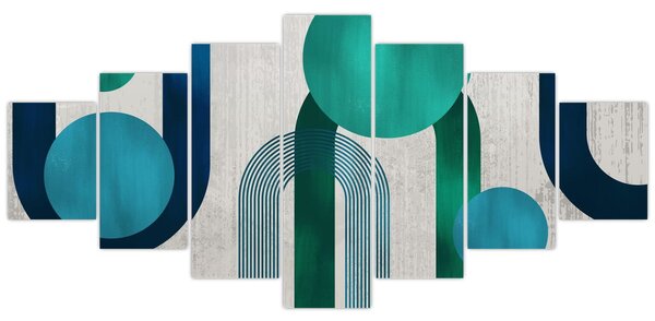 Obraz - Čáry a kruhové tvary (210x100 cm)