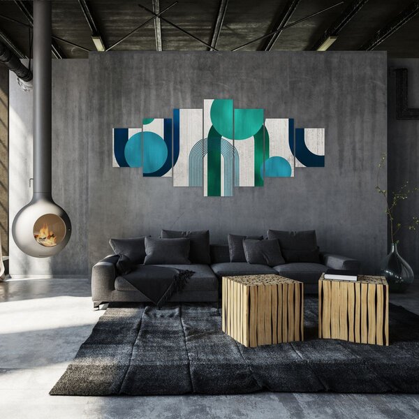 Obraz - Čáry a kruhové tvary (210x100 cm)