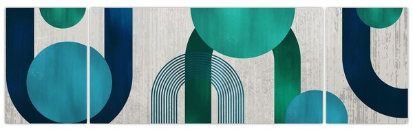 Obraz - Čáry a kruhové tvary (170x50 cm)