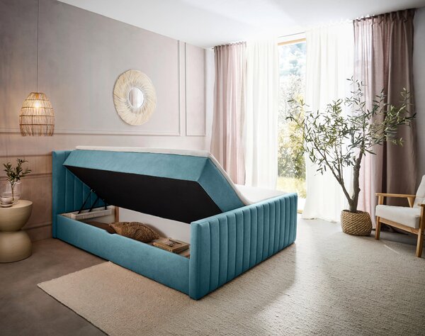 AMERICKÁ POSTEL, 140/200 cm, světle modrá Boxxx - Postele s úložným prostorem, Online Only