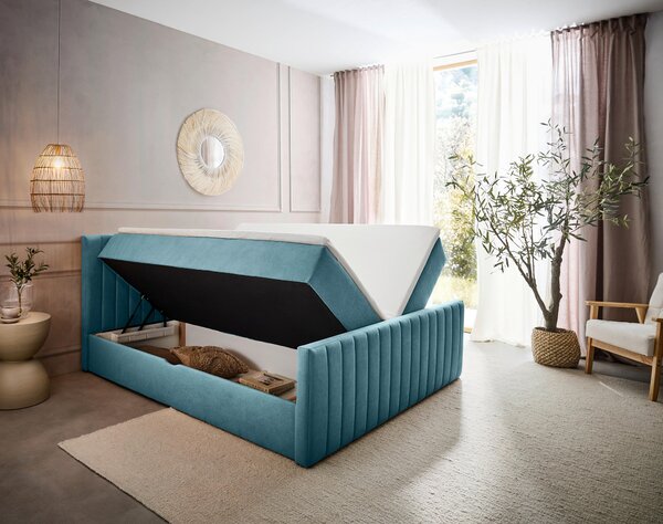 AMERICKÁ POSTEL, 140/200 cm, světle modrá Boxxx - Postele s úložným prostorem, Online Only