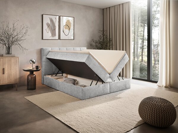 AMERICKÁ POSTEL, 140/200 cm, světle šedá Boxxx - Postele s úložným prostorem, Online Only