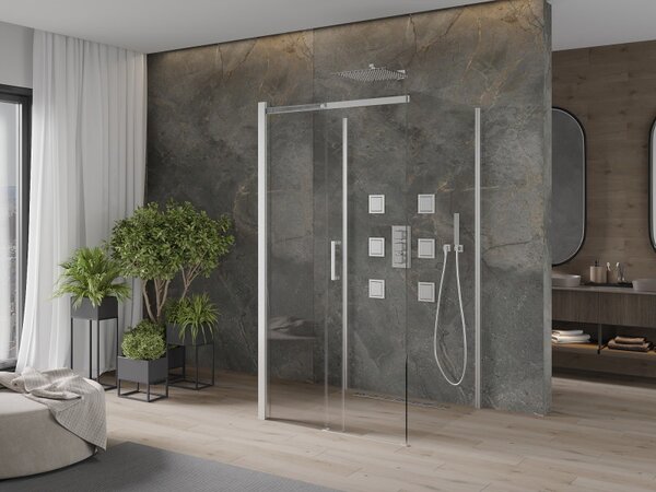 Mexen Omega 3-stěnový sprchový kout 100x100 cm, 8mm čiré sklo - chromový profil, 825-100-100-01-00-3S