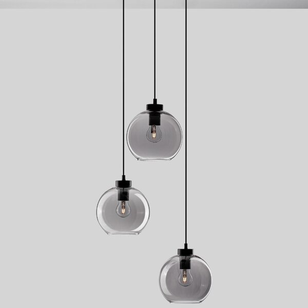 Kouřově šedé skleněné závěsné světlo Nova Luce Palmer 30 cm