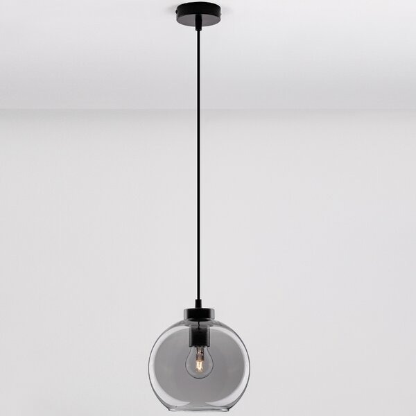 Kouřově šedé skleněné závěsné světlo Nova Luce Palmer 20 cm