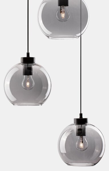 Kouřově šedé skleněné závěsné světlo Nova Luce Palmer 30 cm