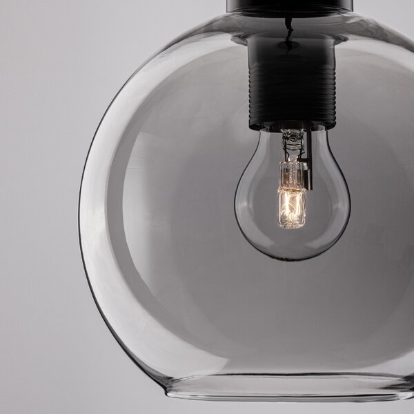 Kouřově šedé skleněné závěsné světlo Nova Luce Palmer 20 cm