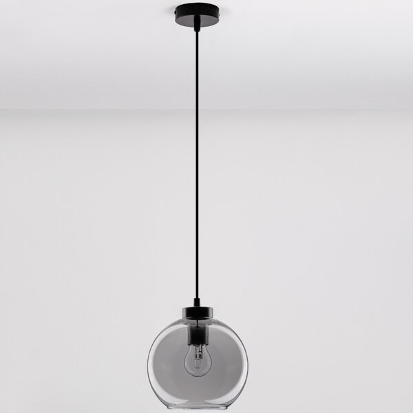 Kouřově šedé skleněné závěsné světlo Nova Luce Palmer 20 cm