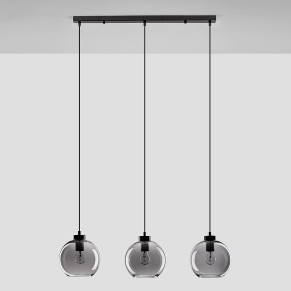 Kouřově šedé skleněné závěsné světlo Nova Luce Palmer 84 cm